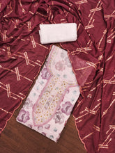 Purple viscose handwork Unstitched suit Set for navratri